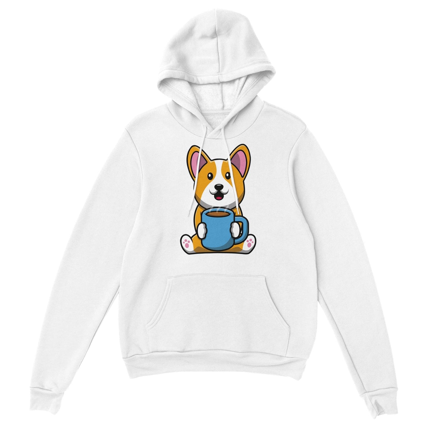 Good Bean Gifts Coffee with the Corgi- Unisex Pullover Hoodie White / S