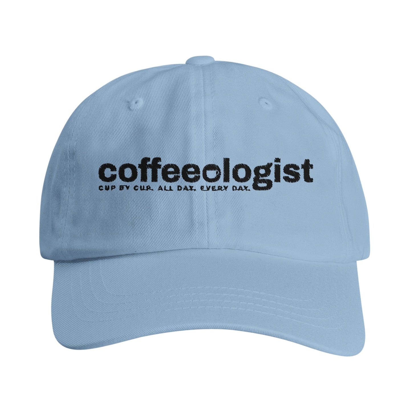 Good Bean Gifts "Coffeeologist" Hat – 'Cup by Cup - All Day - Every Day' perfect for Coffee Lovers Light Blue