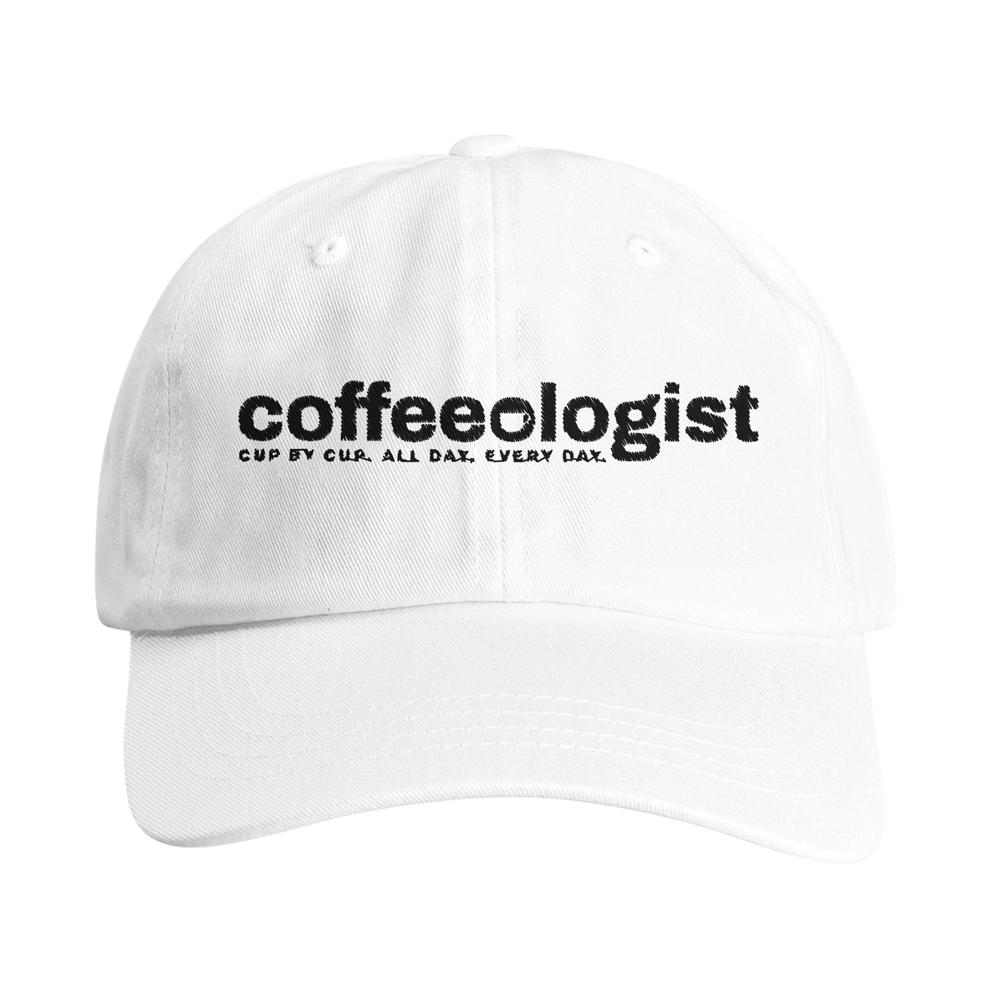 Good Bean Gifts "Coffeeologist" Hat – 'Cup by Cup - All Day - Every Day' perfect for Coffee Lovers White