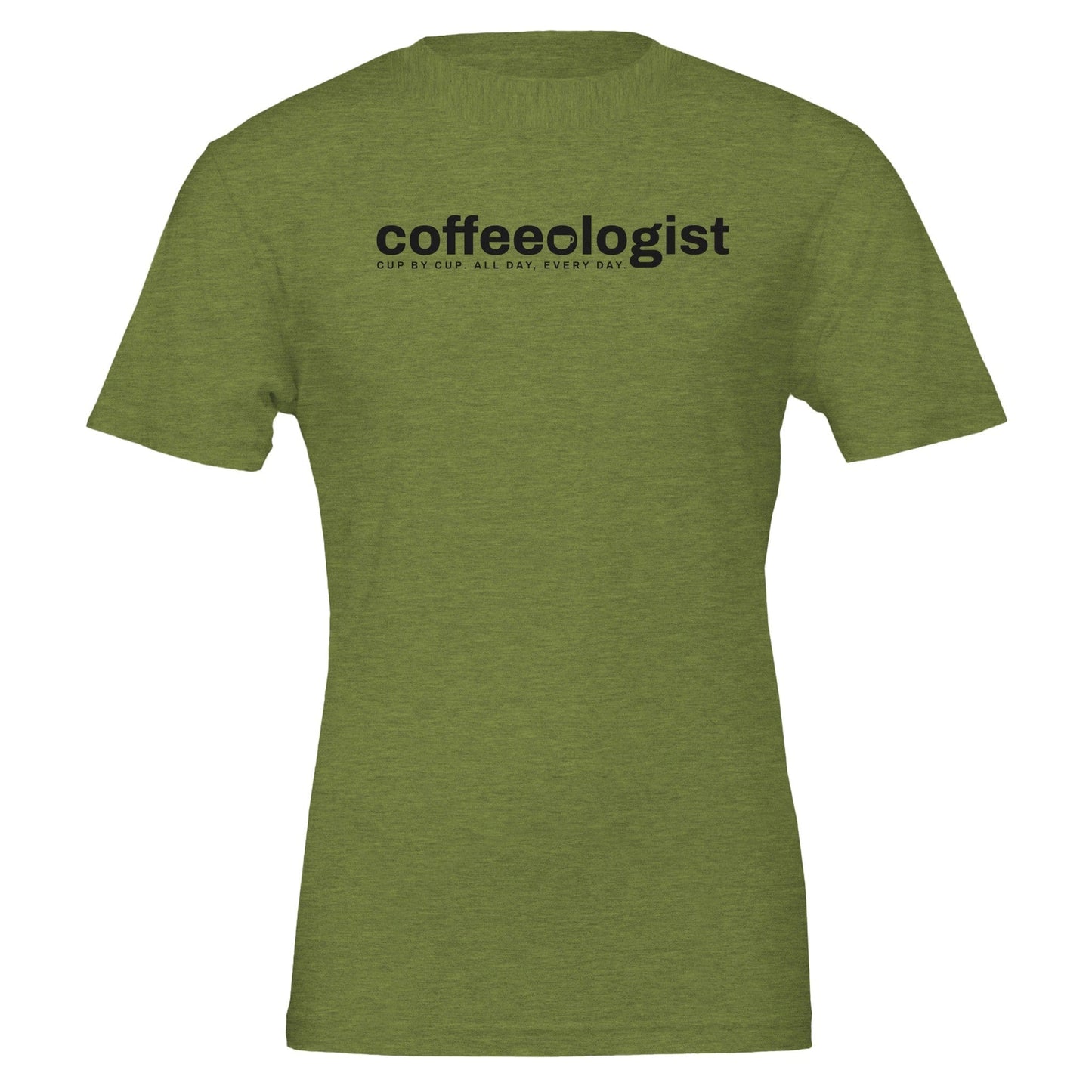Good Bean Gifts "Coffeeologist" T-Shirt – Cup by Cup, All Day Every Day Heather Green / S