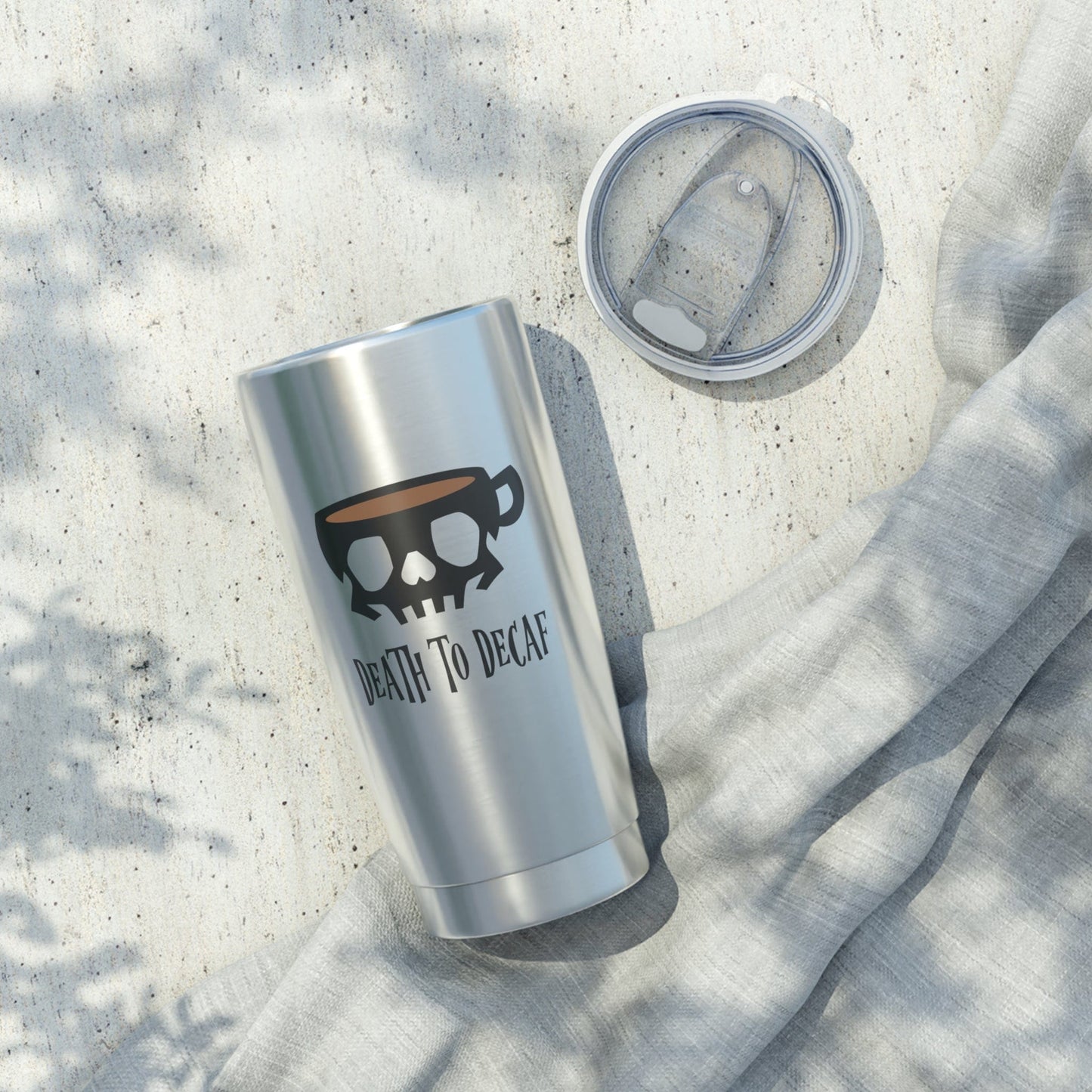 Good Bean Gifts "Death to Decaf" 20oz Tumbler (Single Imprint Location) 20oz / Silver