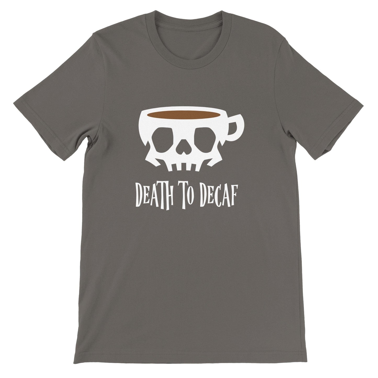 Good Bean Gifts "Death to Decaf" Crewneck T-shirt Asphalt / S