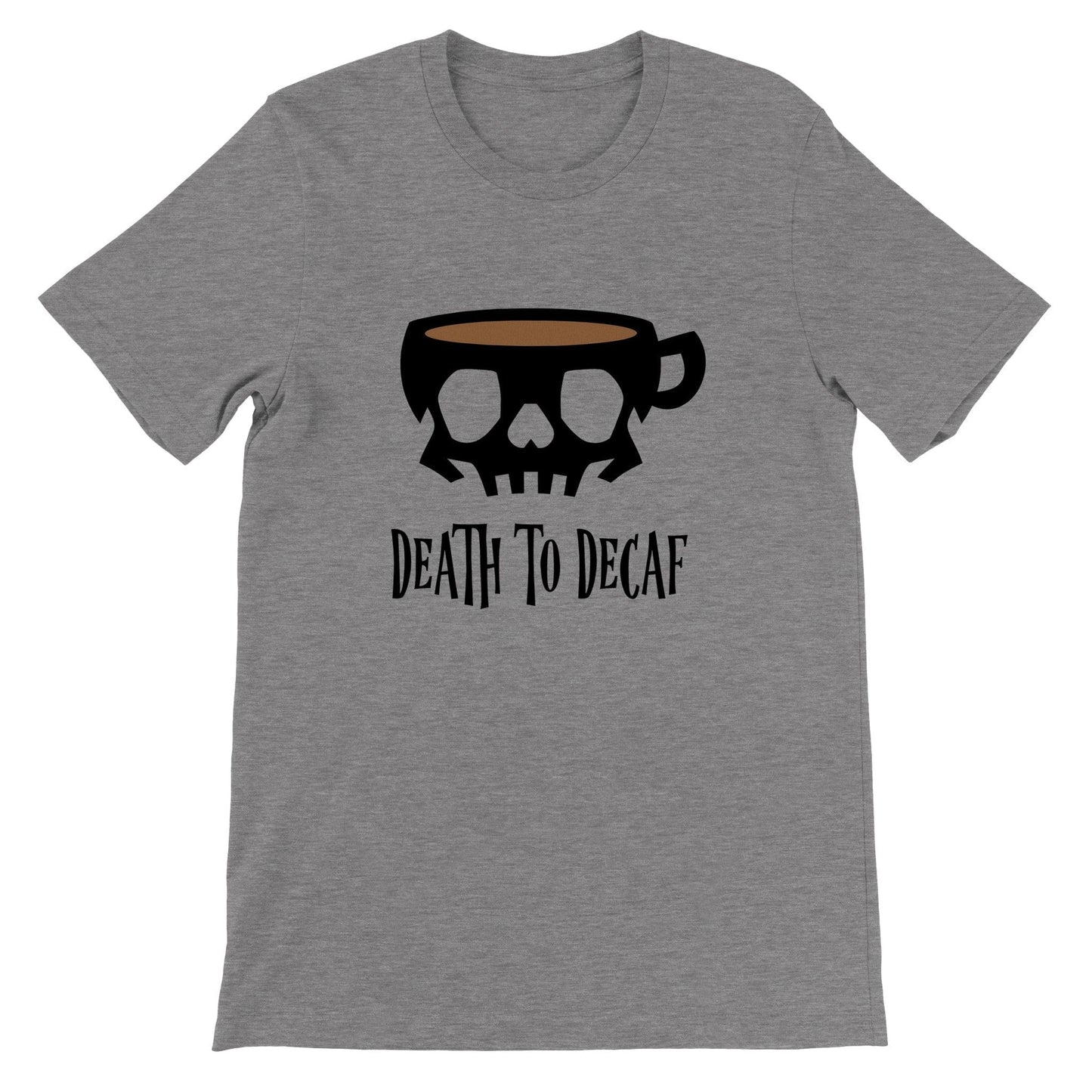 Good Bean Gifts "Death to Decaf" Crewneck T-shirt Dark Gray Heather / S