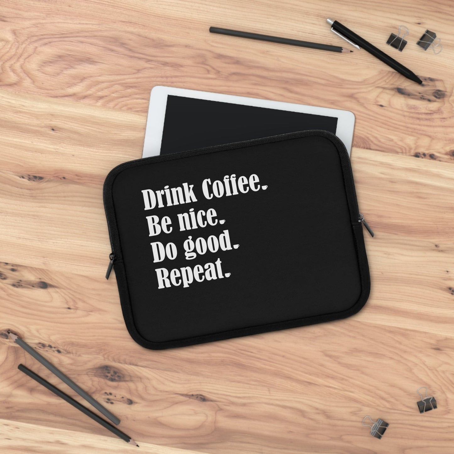 Good Bean Gifts "Drink Coffee, Be Nice, Do Good, Repeat" Laptop Sleeve