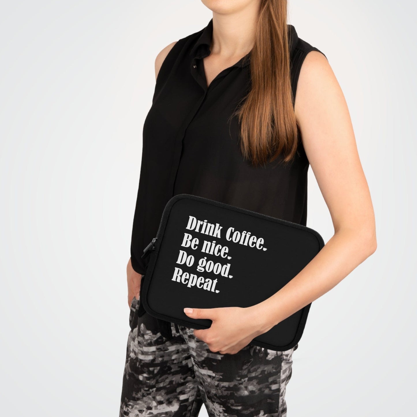 Good Bean Gifts "Drink Coffee, Be Nice, Do Good, Repeat" Laptop Sleeve