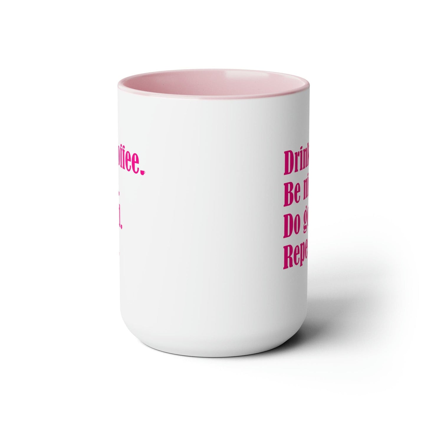 Good Bean Gifts "Drink Coffee, Be Nice, Do Good, Repeat" Two-Tone Coffee Mugs, 15oz