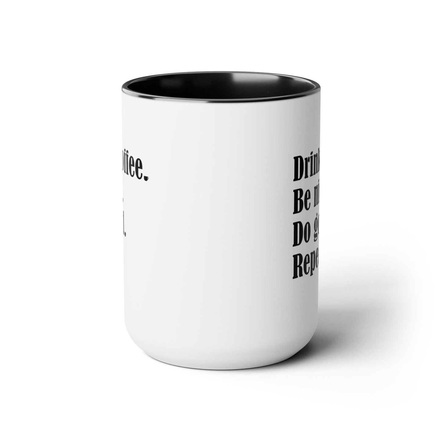 Good Bean Gifts "Drink Coffee, Be Nice, Do Good, Repeat" Two-Tone Coffee Mugs, 15oz