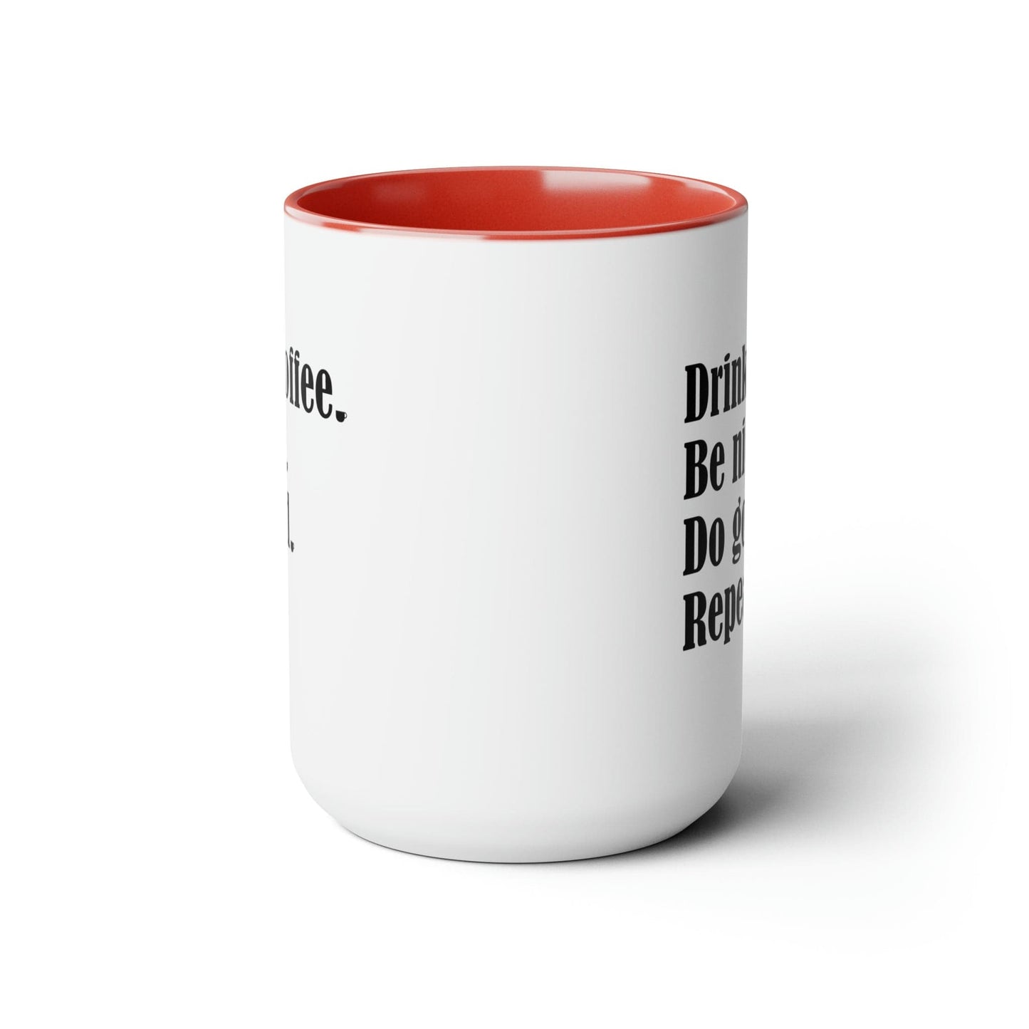 Good Bean Gifts "Drink Coffee, Be Nice, Do Good, Repeat" Two-Tone Coffee Mugs, 15oz