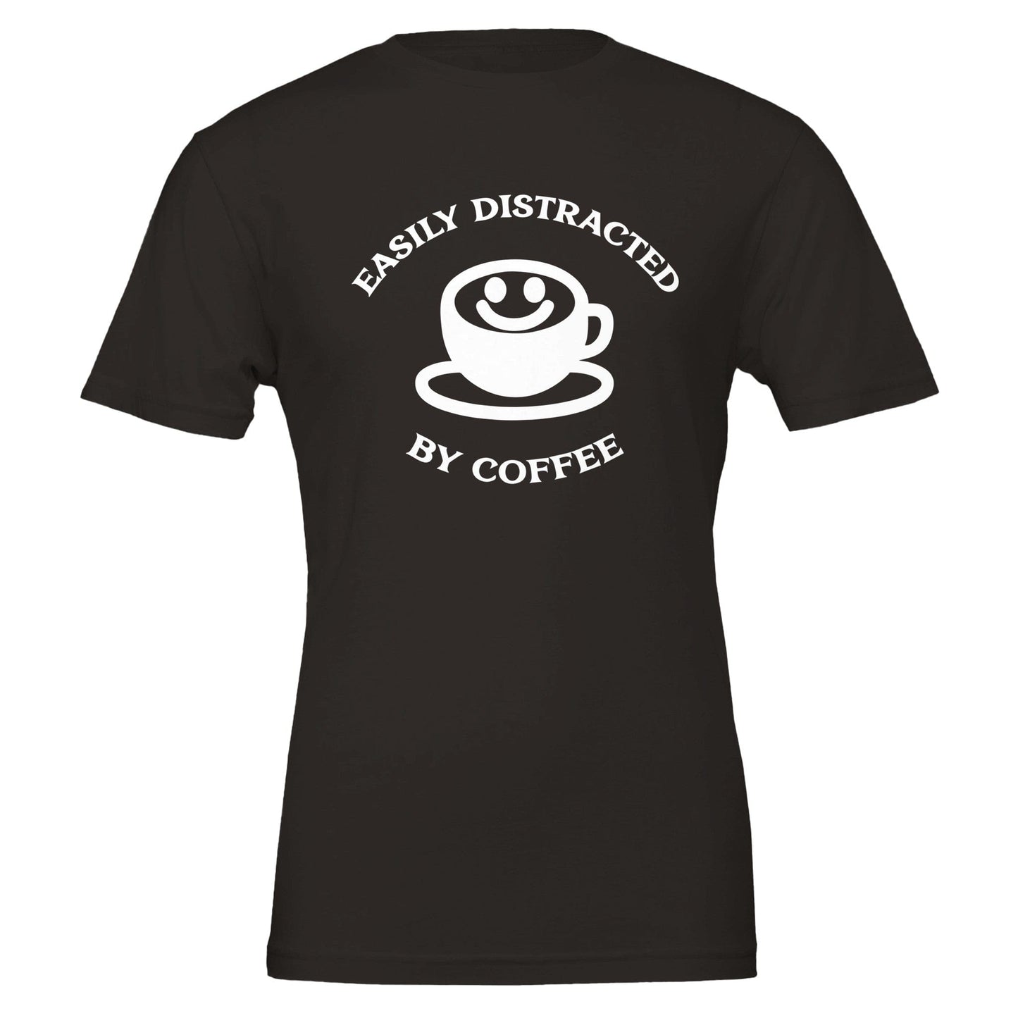Good Bean Gifts Easily Distracted by Coffee -Crewneck T-shirt | Bella + Canvas 3001 Black / S