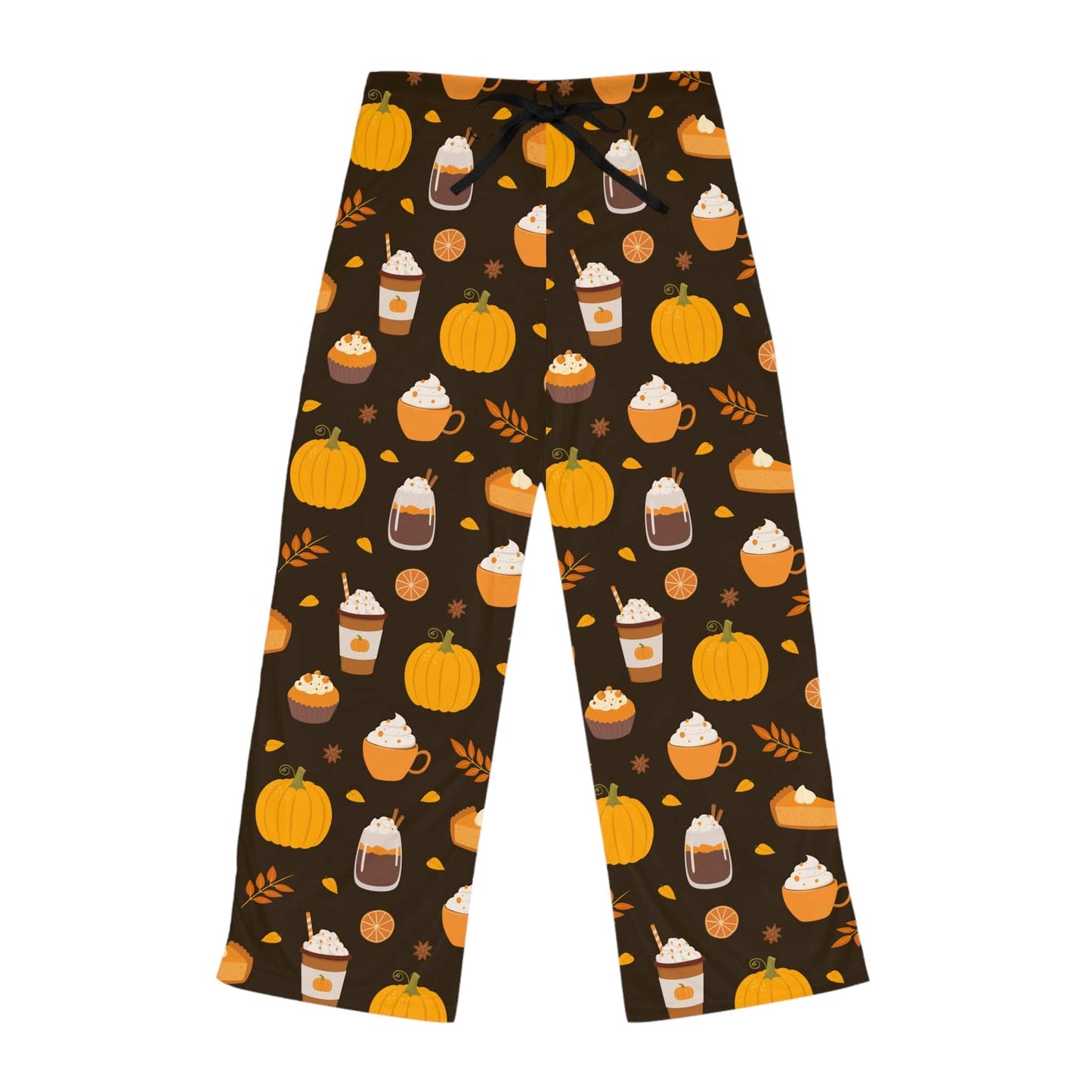 Good Bean Gifts "Festive Fall" Women's Pajama Pants with Coffee Cups and Pumpkins