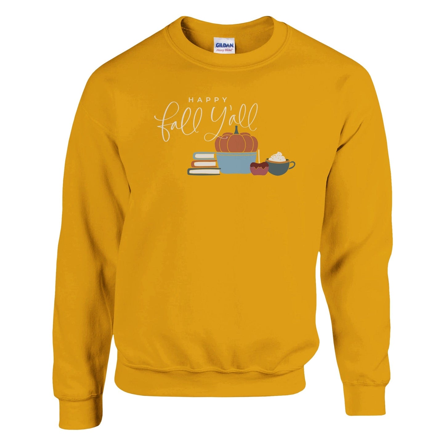 Good Bean Gifts ""Happy Fall, Y'all " - Classic Unisex Crewneck Sweatshirt | Gildan® 18000 Gold / S