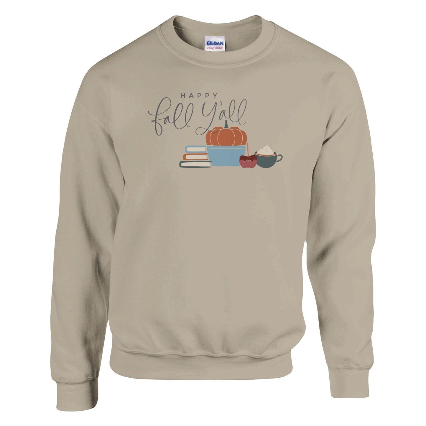 Good Bean Gifts ""Happy Fall, Y'all " - Classic Unisex Crewneck Sweatshirt | Gildan® 18000 Sand / S