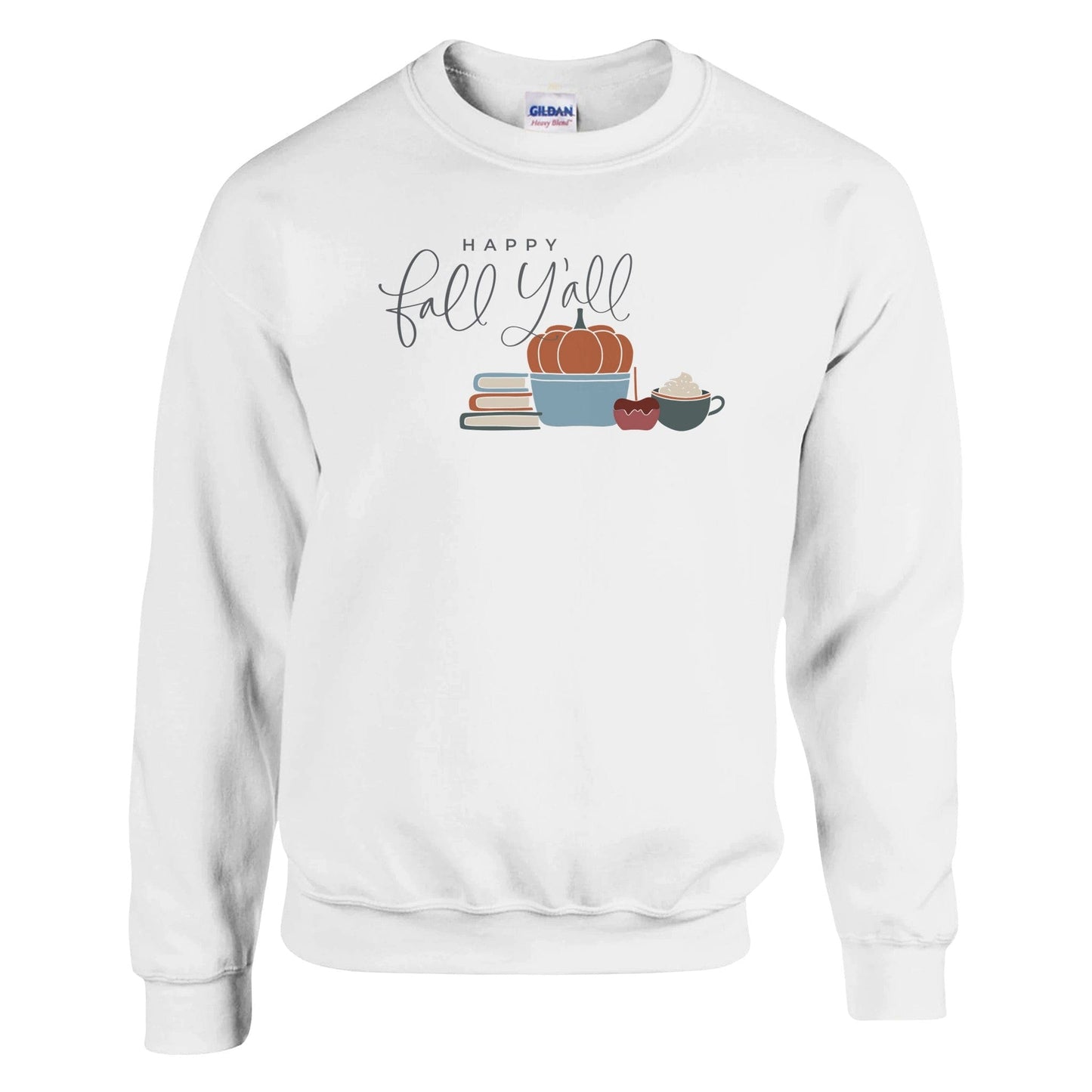 Good Bean Gifts ""Happy Fall, Y'all " - Classic Unisex Crewneck Sweatshirt | Gildan® 18000 White / S