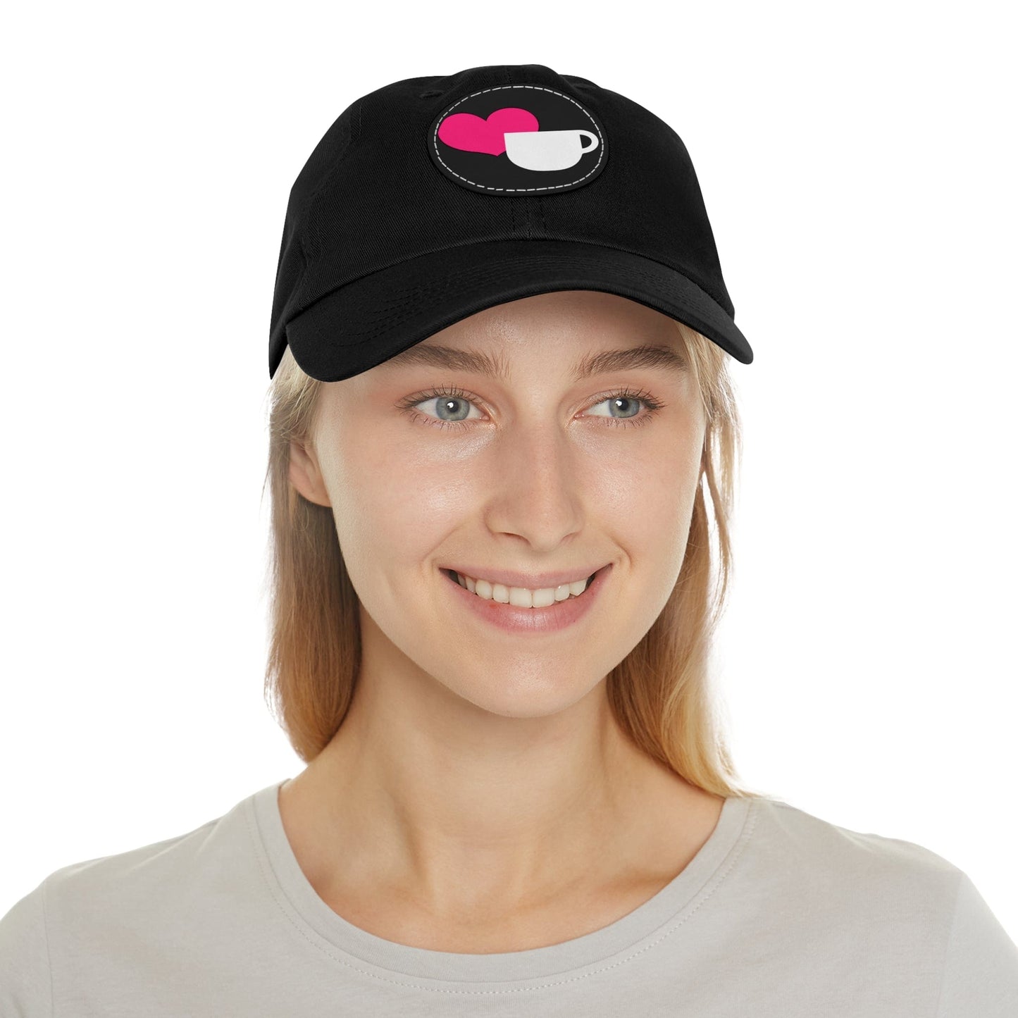 Good Bean Gifts Heart + Coffee Cup with Leather Patch (Round)