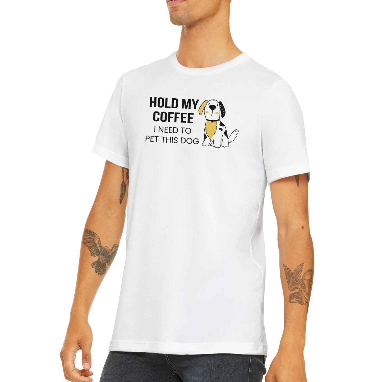 Good Bean Gifts Hold my coffee, I need to pet this dog - Crewneck T-shirt