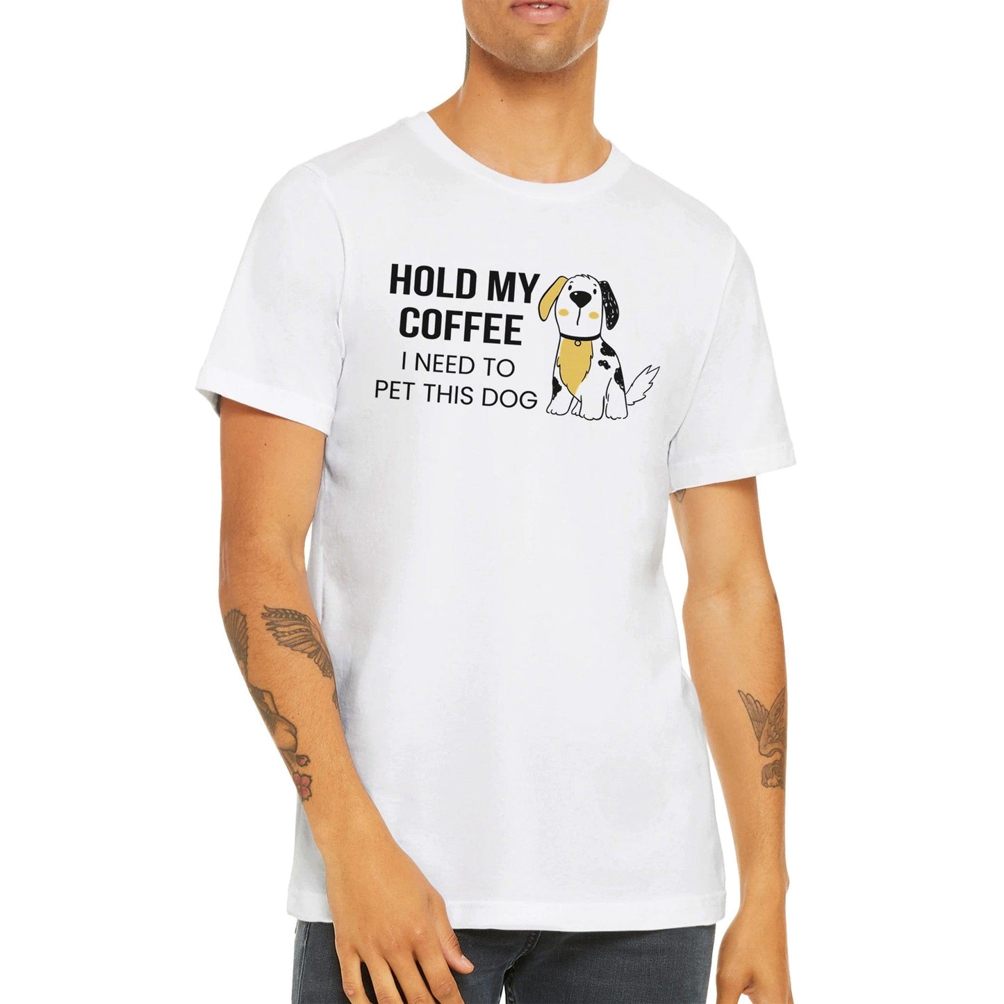 Good Bean Gifts Hold my coffee, I need to pet this dog - Crewneck T-shirt