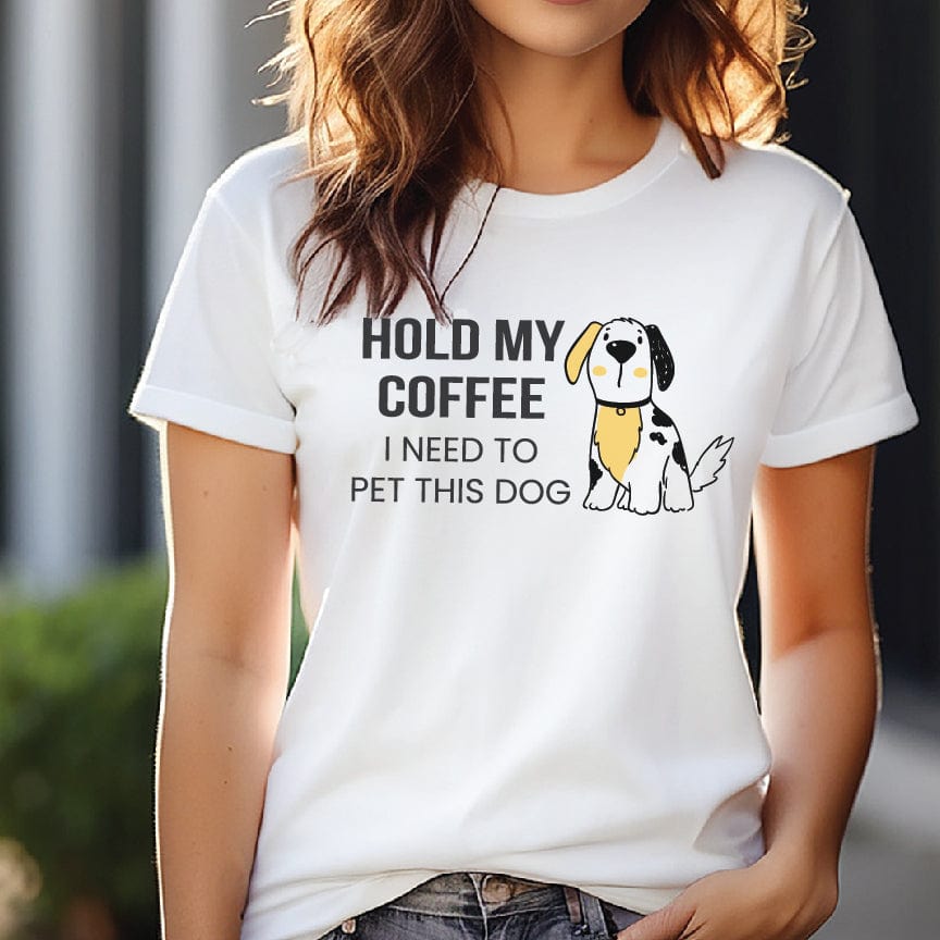 Good Bean Gifts Hold my coffee, I need to pet this dog - Crewneck T-shirt White / S