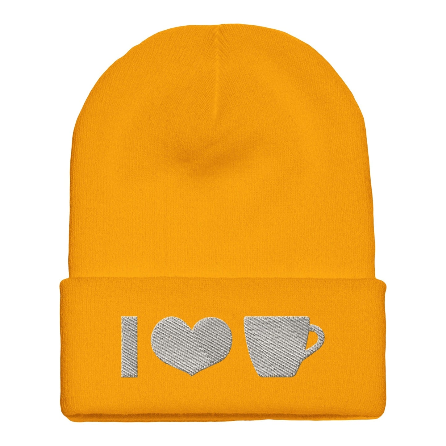 Good Bean Gifts I Heart Coffee ICONS - Stylish & Warm Flexfit Cuffed Hat Gold