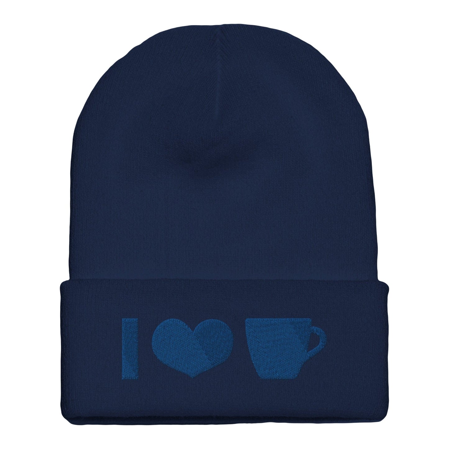 Good Bean Gifts I Heart Coffee ICONS - Stylish & Warm Flexfit Cuffed Hat Navy