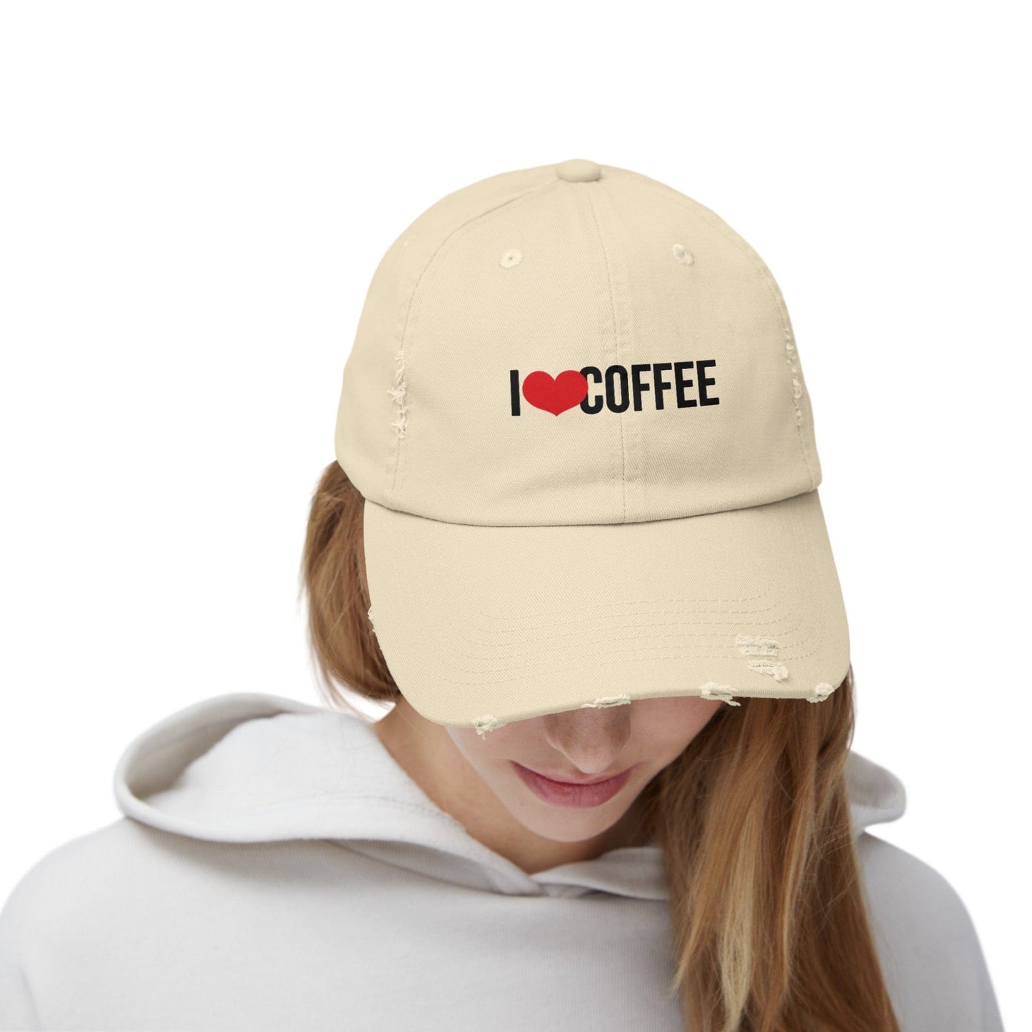 Good Bean Gifts " I Heart Coffee" Unisex Distressed Cap