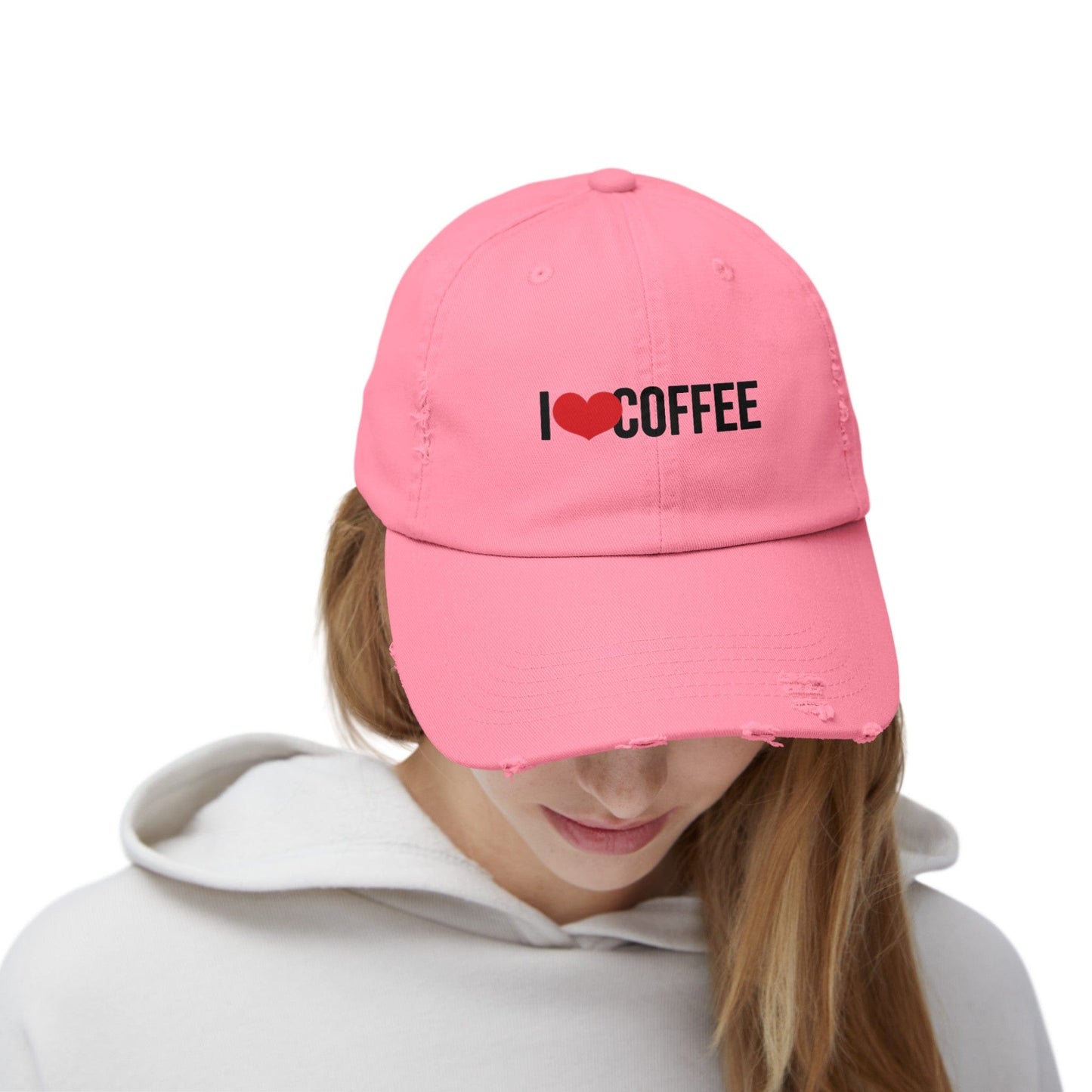 Good Bean Gifts " I Heart Coffee" Unisex Distressed Cap