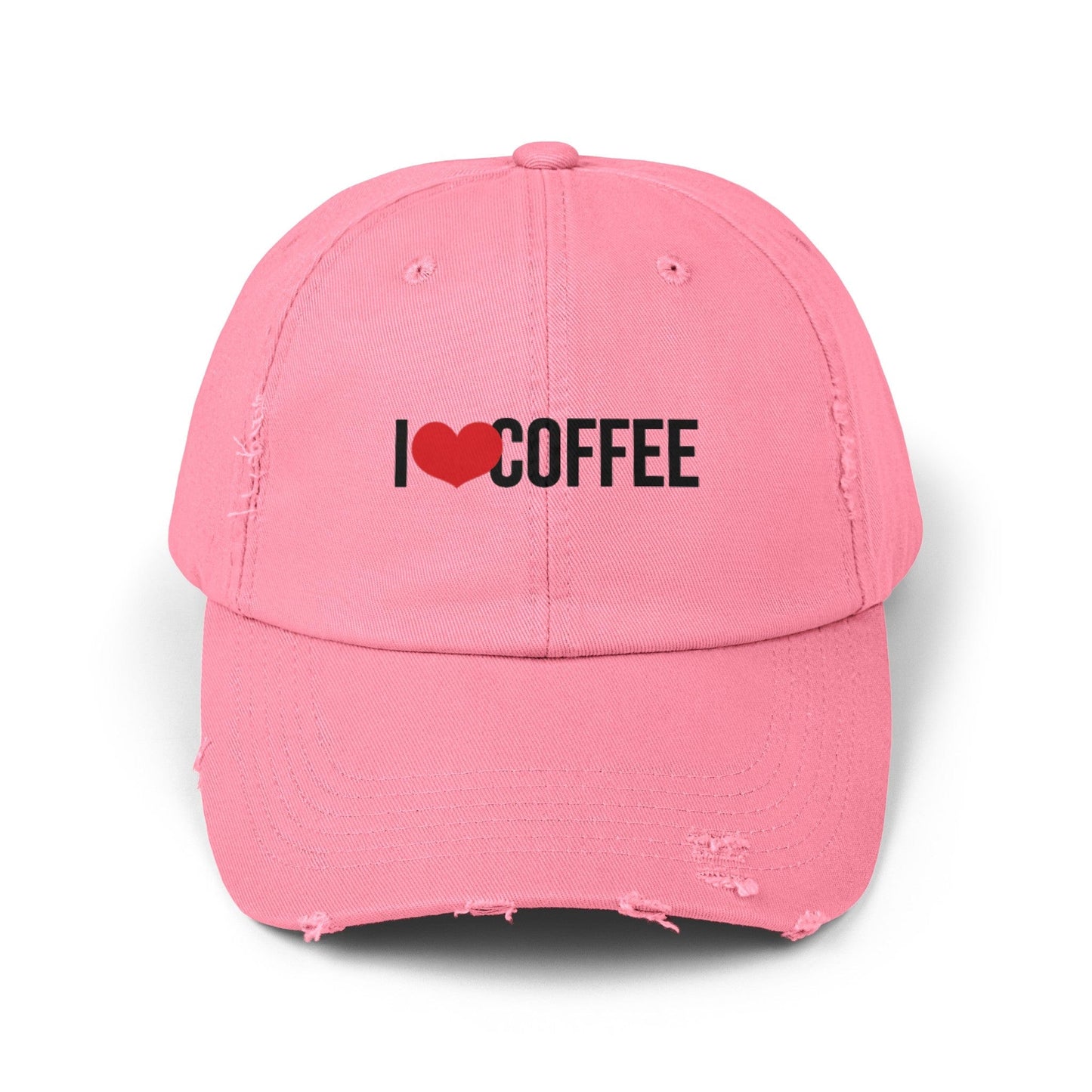 Good Bean Gifts " I Heart Coffee" Unisex Distressed Cap True Pink / One size