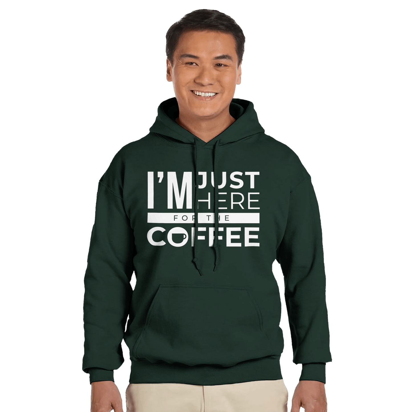 Good Bean Gifts I'm Just Here for the Coffee - Classic Unisex Pullover Hoodie | Gildan® 18500