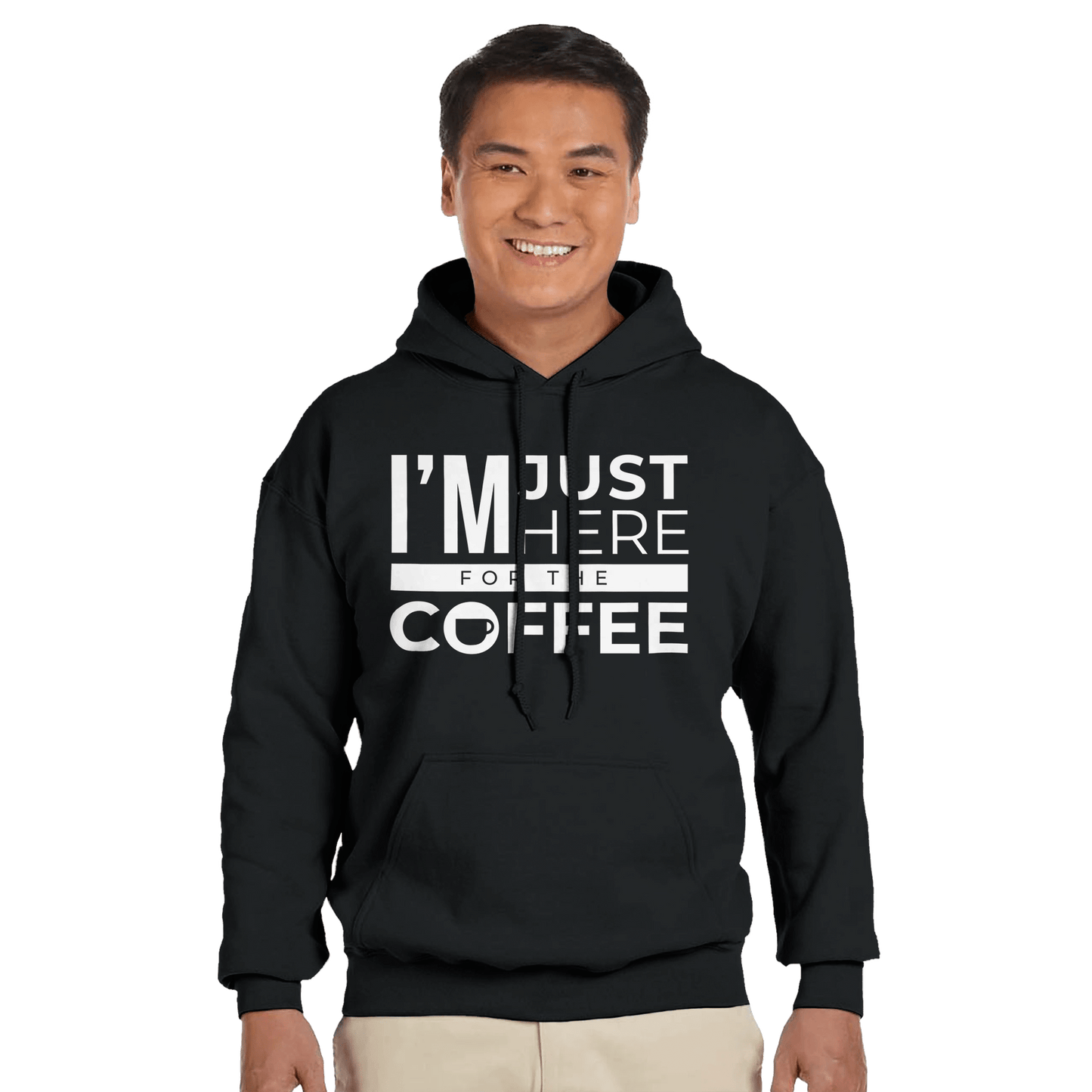 Good Bean Gifts I'm Just Here for the Coffee - Classic Unisex Pullover Hoodie | Gildan® 18500 Black / S