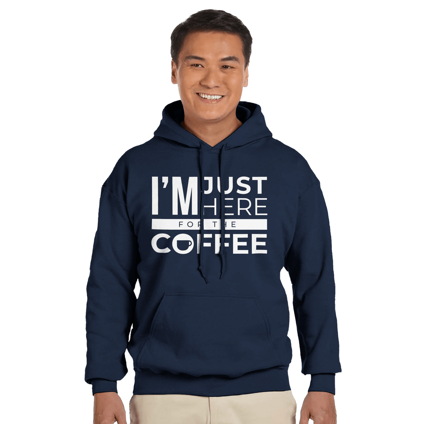 Good Bean Gifts I'm Just Here for the Coffee - Classic Unisex Pullover Hoodie | Gildan® 18500 Navy / S