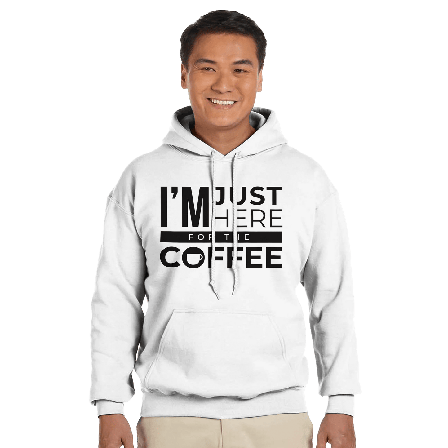 Good Bean Gifts I'm Just Here for the Coffee - Classic Unisex Pullover Hoodie | Gildan® 18500 White / S