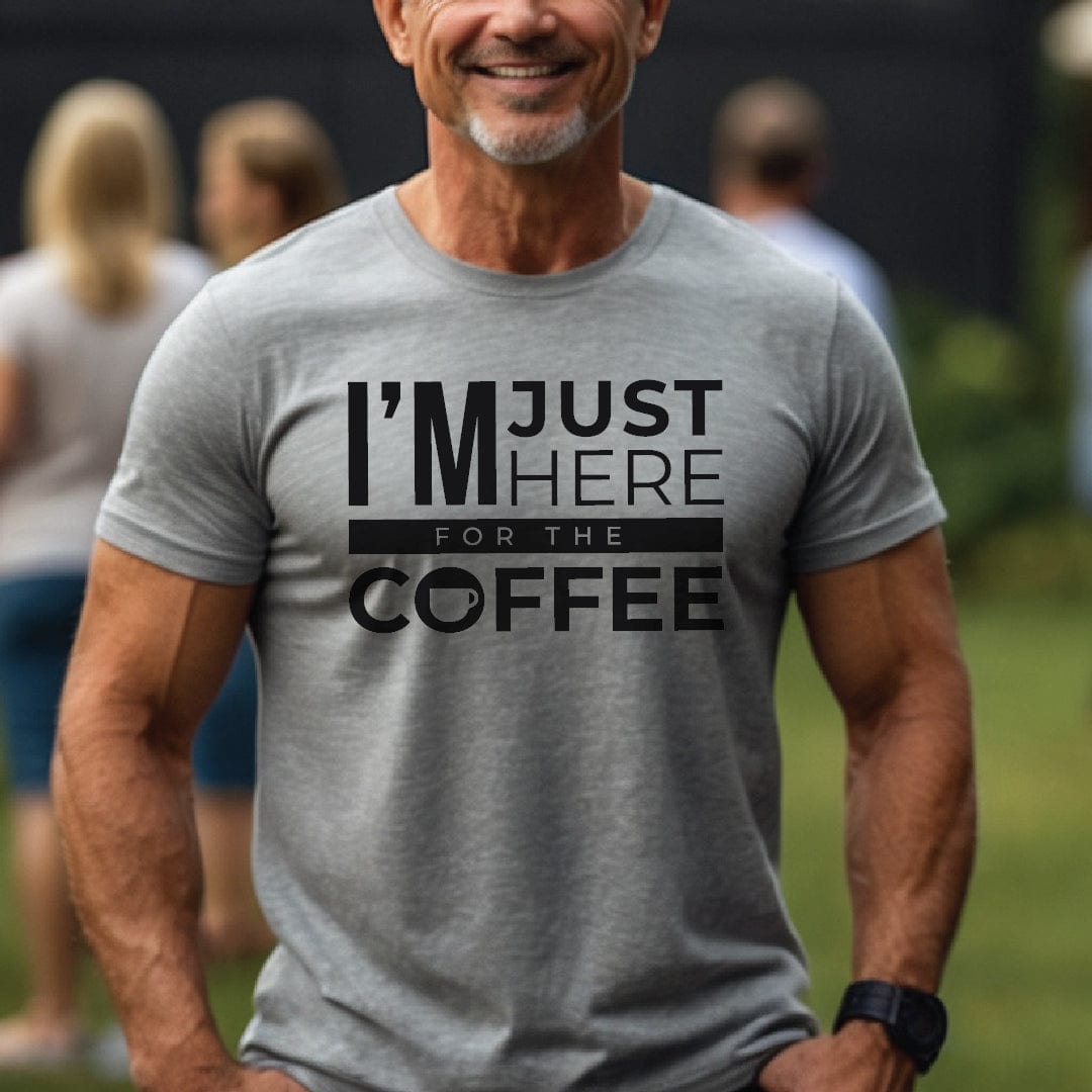 Good Bean Gifts I'm Just Here for the Coffee Unisex Crewneck T-shirt | Bella + Canvas 3001 Athletic Heather / S