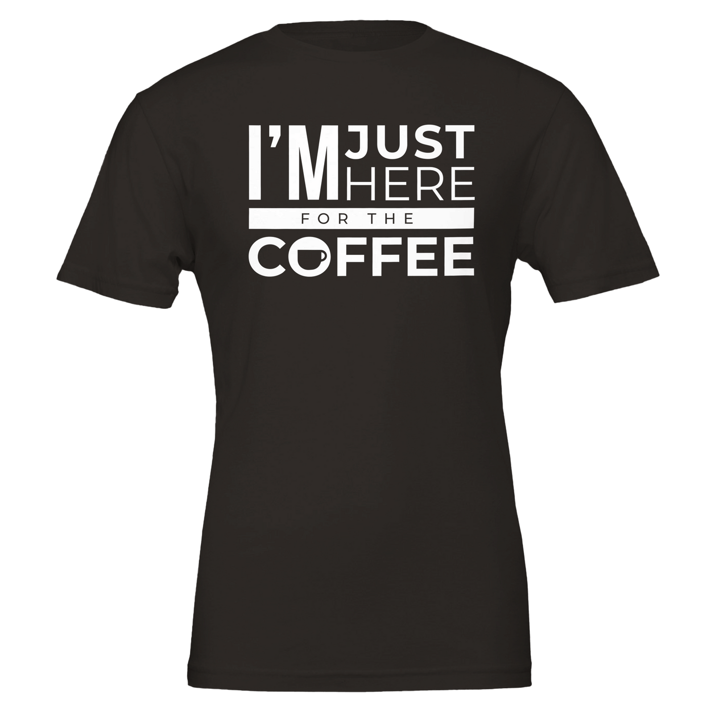Good Bean Gifts I'm Just Here for the Coffee Unisex Crewneck T-shirt | Bella + Canvas 3001 Black / S