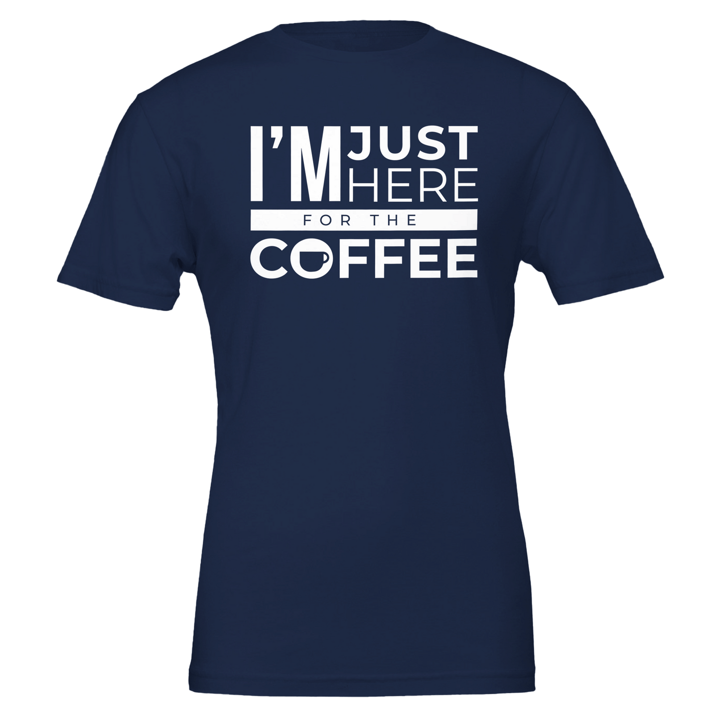 Good Bean Gifts I'm Just Here for the Coffee Unisex Crewneck T-shirt | Bella + Canvas 3001 Navy / S