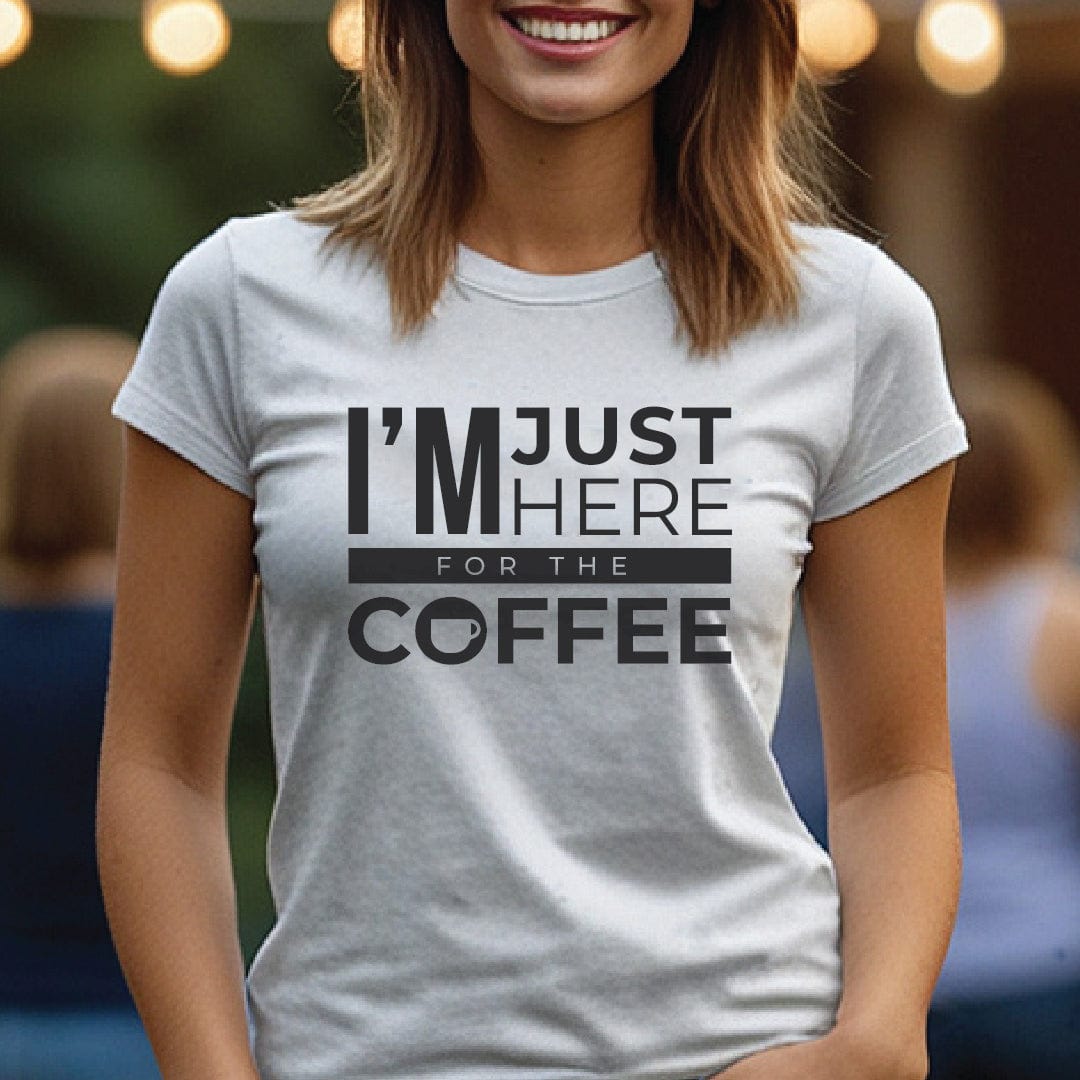 Good Bean Gifts I'm Just Here for the Coffee Unisex Crewneck T-shirt | Bella + Canvas 3001 White / S
