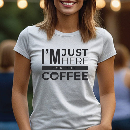 Good Bean Gifts I'm Just Here for the Coffee Unisex Crewneck T-shirt | Bella + Canvas 3001 White / S