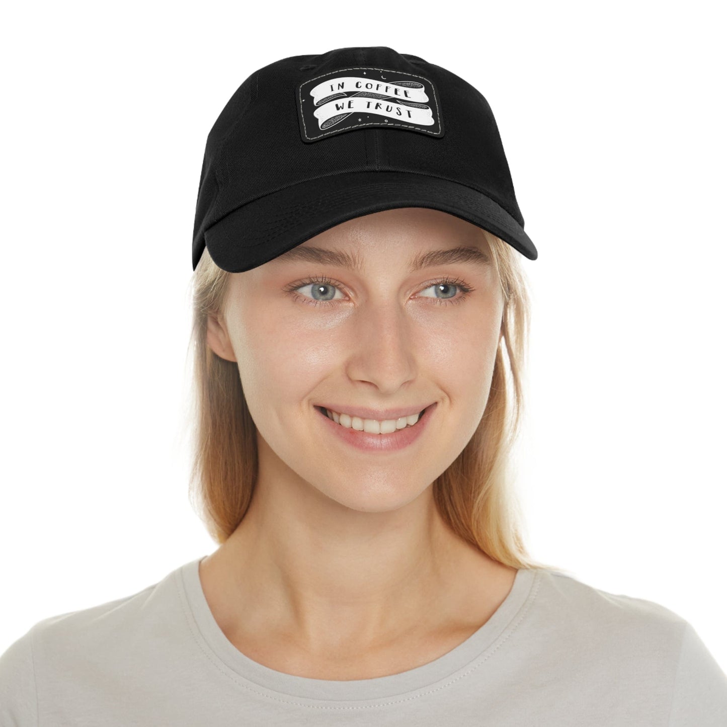 Good Bean Gifts In Coffee We Trust - Dad style Hat with Leather Patch (Rectangle)