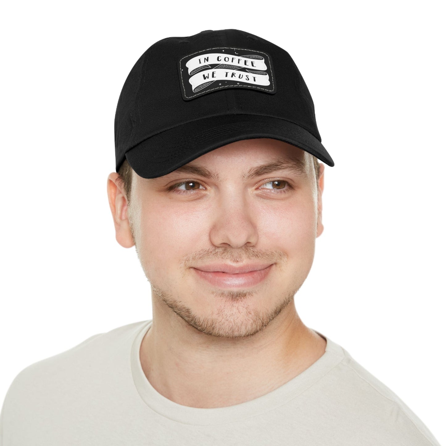 Good Bean Gifts In Coffee We Trust - Dad style Hat with Leather Patch (Rectangle)