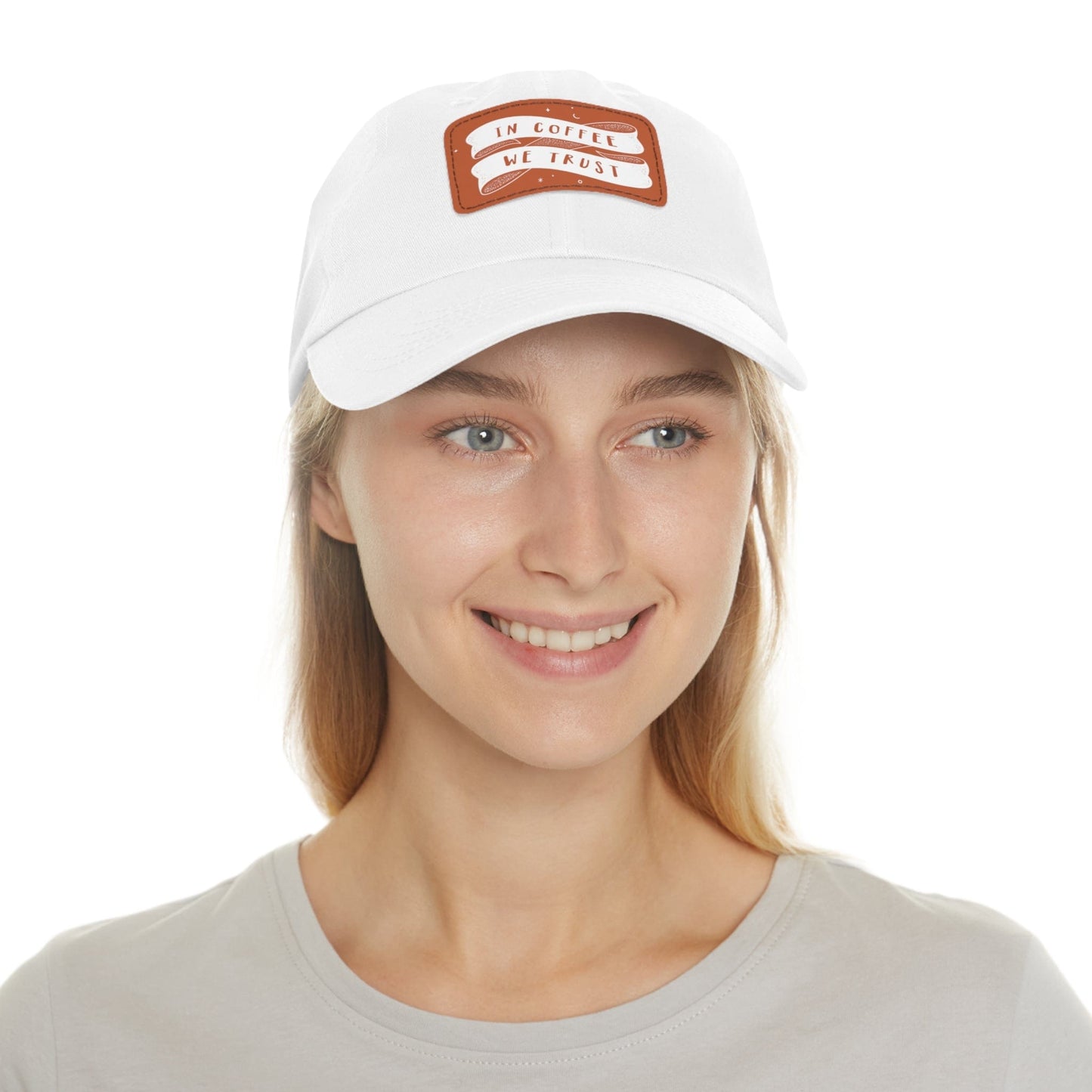 Good Bean Gifts In Coffee We Trust - Dad style Hat with Leather Patch (Rectangle)