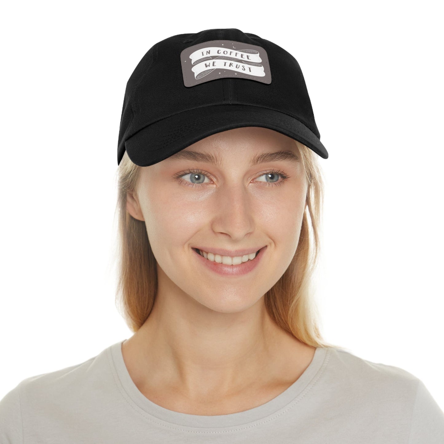 Good Bean Gifts In Coffee We Trust - Dad style Hat with Leather Patch (Rectangle)
