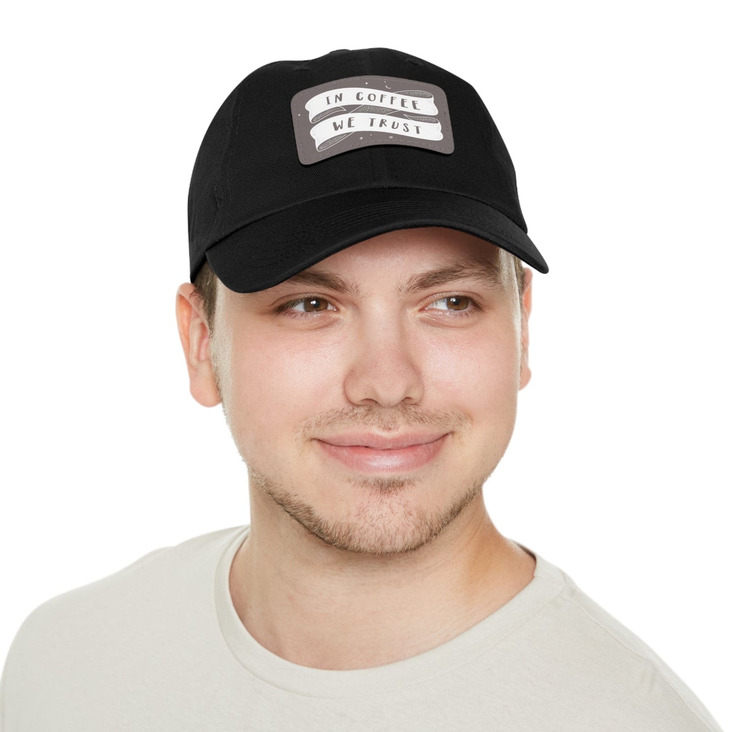 Good Bean Gifts In Coffee We Trust - Dad style Hat with Leather Patch (Rectangle)