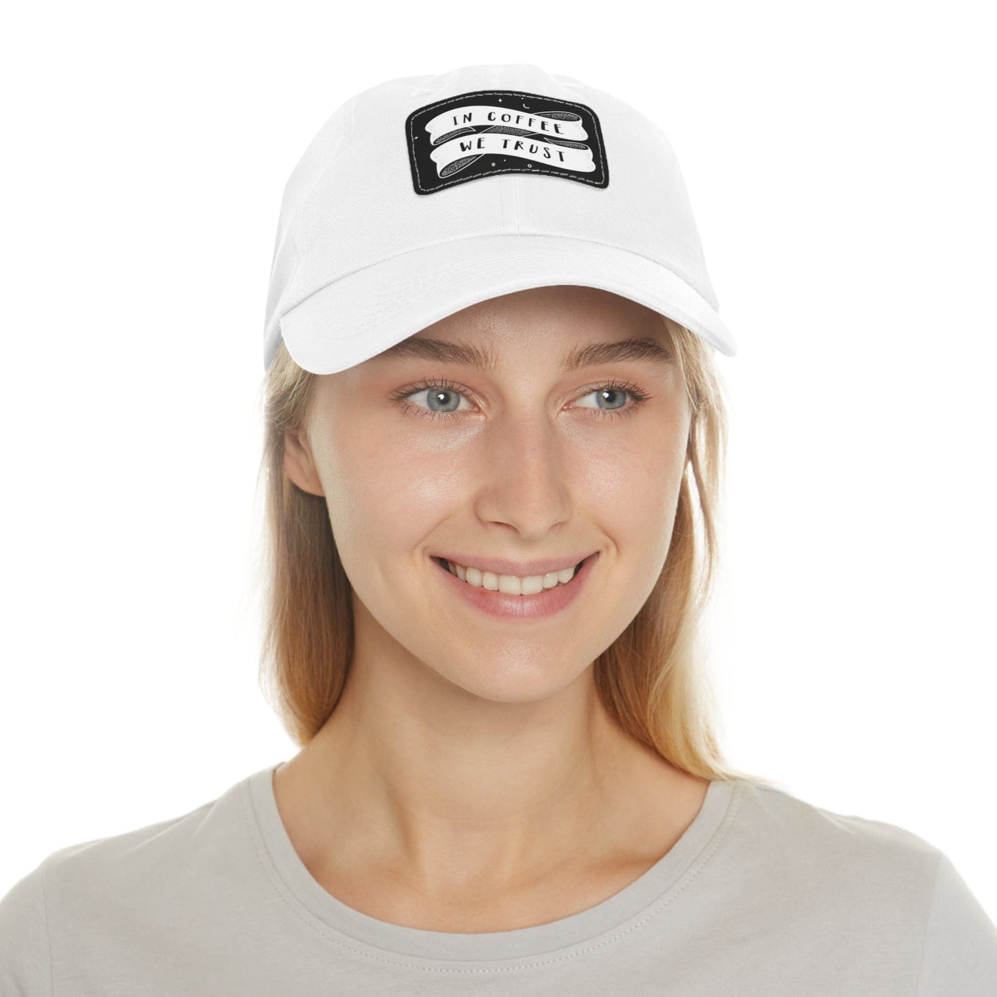 Good Bean Gifts In Coffee We Trust - Dad style Hat with Leather Patch (Rectangle)