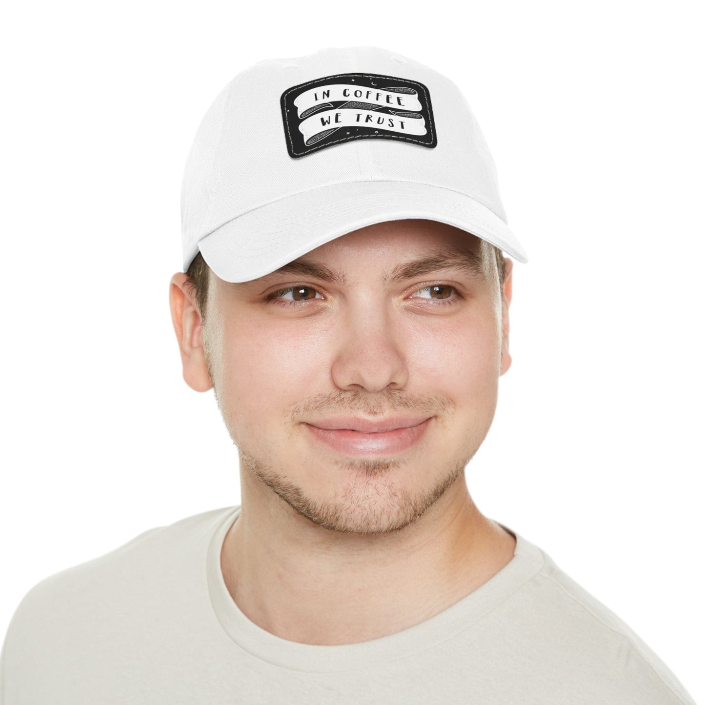 Good Bean Gifts In Coffee We Trust - Dad style Hat with Leather Patch (Rectangle)