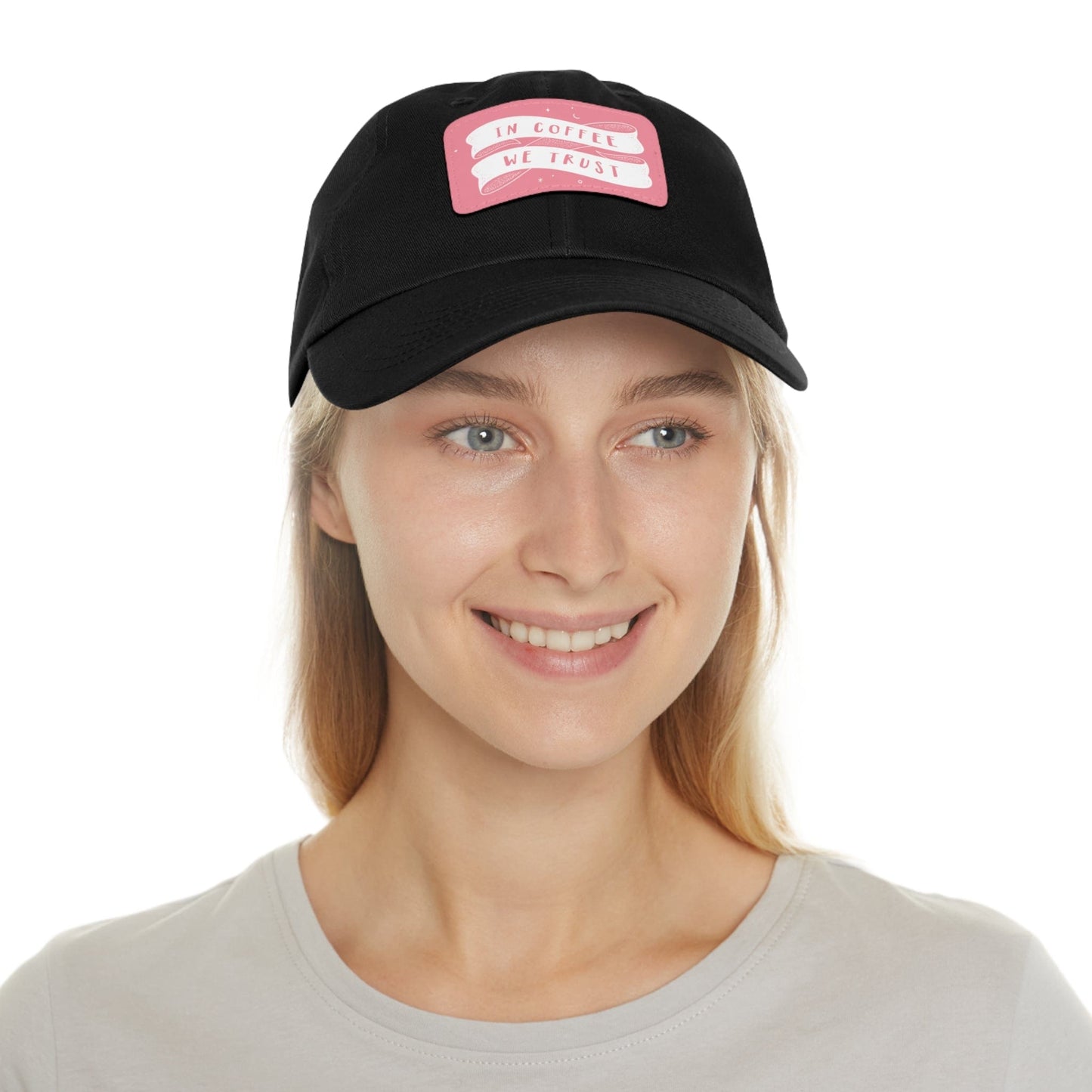 Good Bean Gifts In Coffee We Trust - Dad style Hat with Leather Patch (Rectangle)