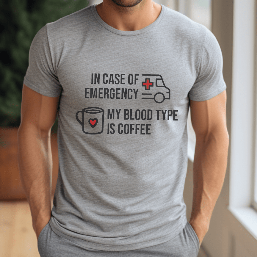 Good Bean Gifts My Blood Type is Coffee - Unisex Crewneck T-shirt Athletic Heather / S