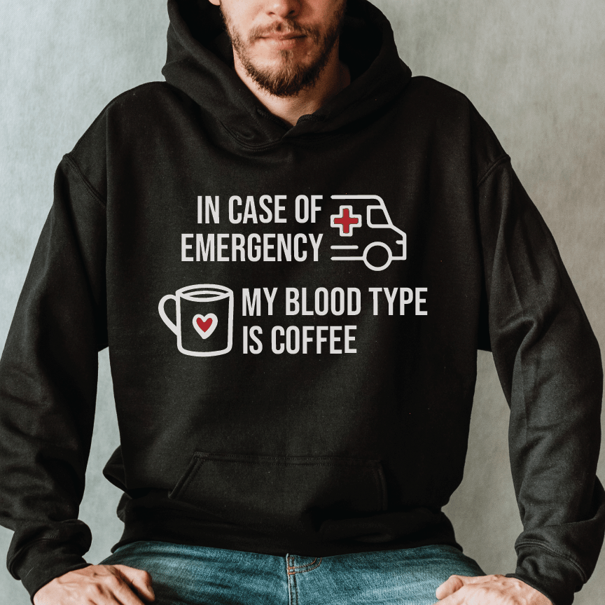 Good Bean Gifts My Blood Type is Coffee- Unisex Pullover Hoodie Black / S