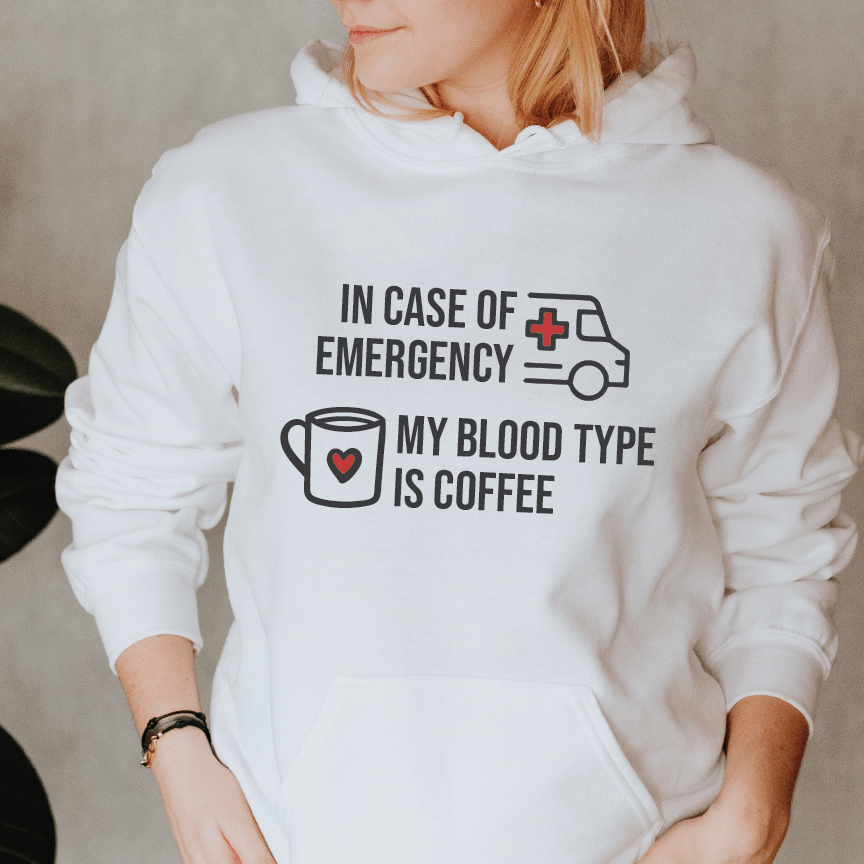 Good Bean Gifts My Blood Type is Coffee- Unisex Pullover Hoodie White / S