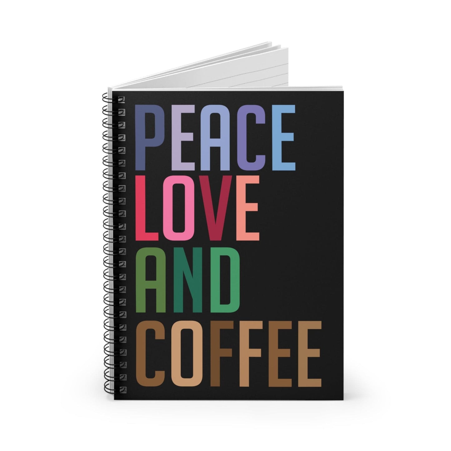 Good Bean Gifts "PEACE LOVE and COFFE" - Spiral Notebook - Ruled Line One Size