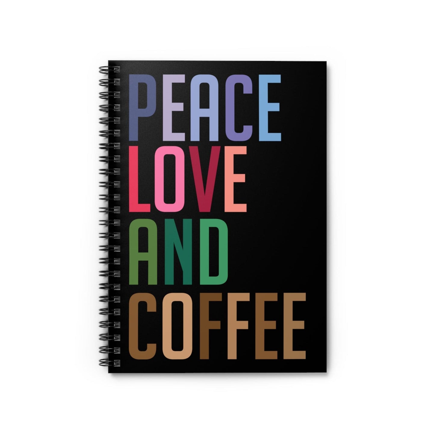 Good Bean Gifts "PEACE LOVE and COFFE" - Spiral Notebook - Ruled Line One Size