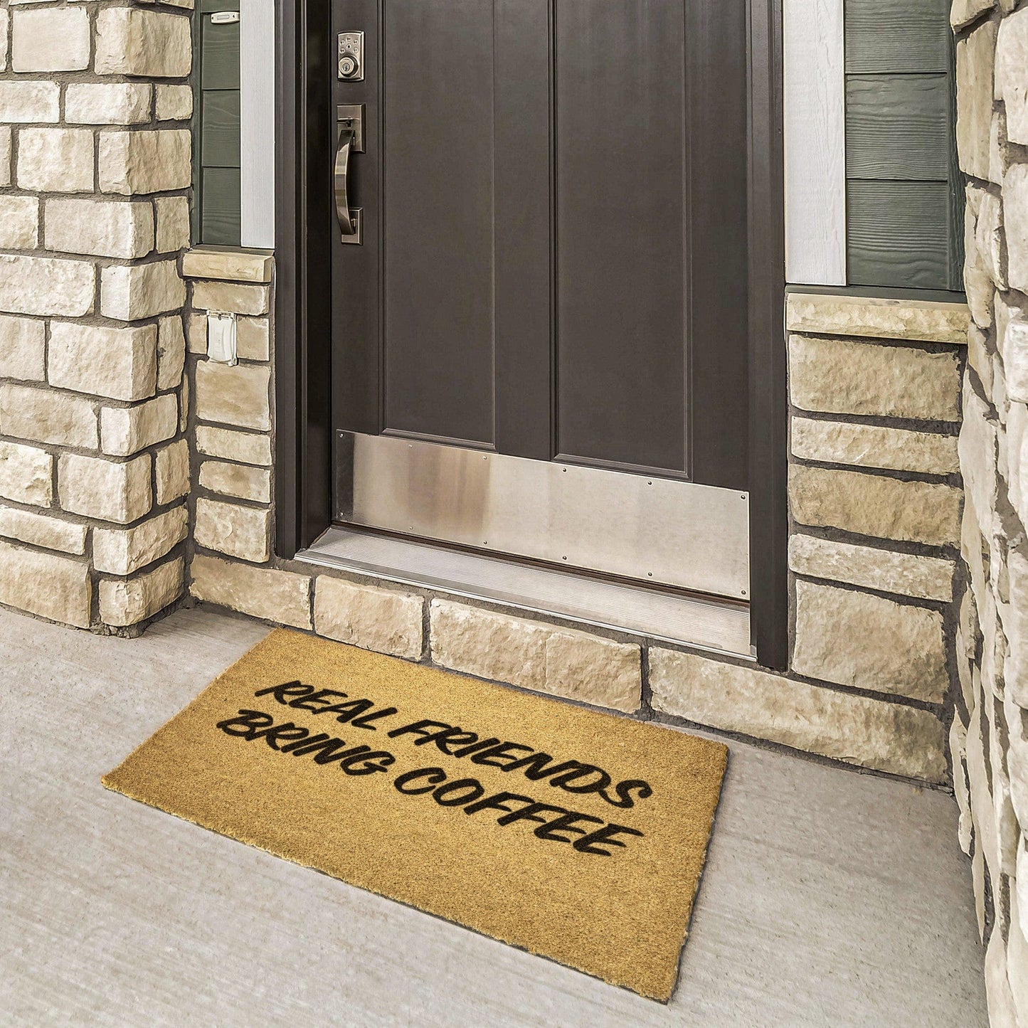 Good Bean Gifts "Real Friends Bring Coffee" Doormat