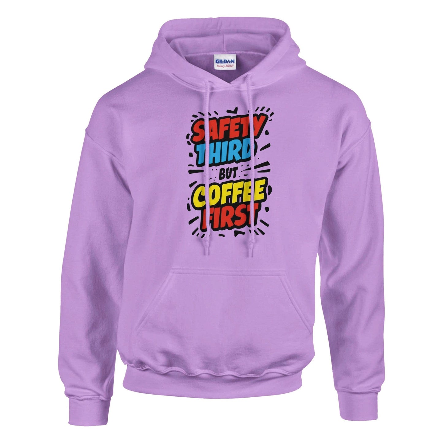Good Bean Gifts Safety Third but Coffee First - Classic Unisex Pullover Hoodie | Gildan® 18500 Orchid / S